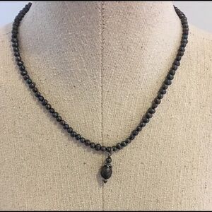 Black Freshwater Pearl Necklace Removable Pendant Minimal Classic